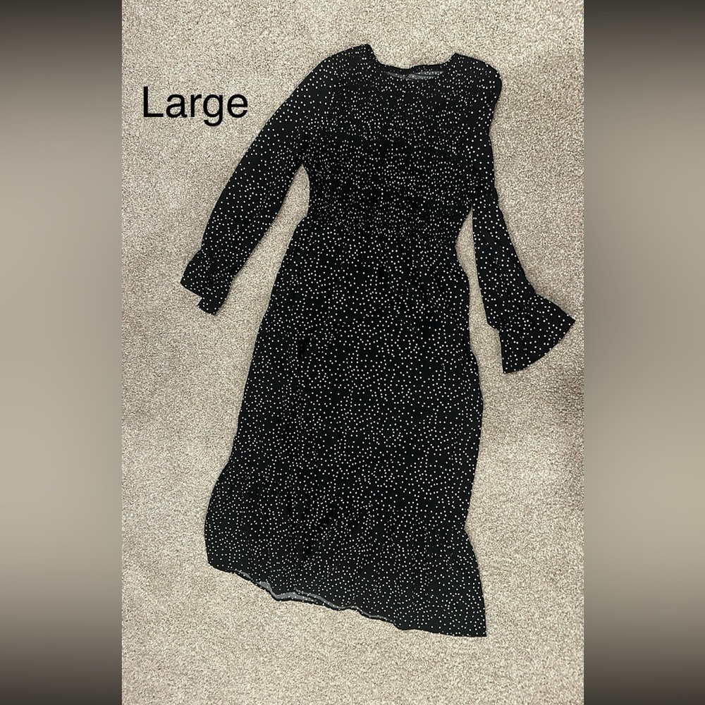 Elegant Black and White Polka Dot Dress